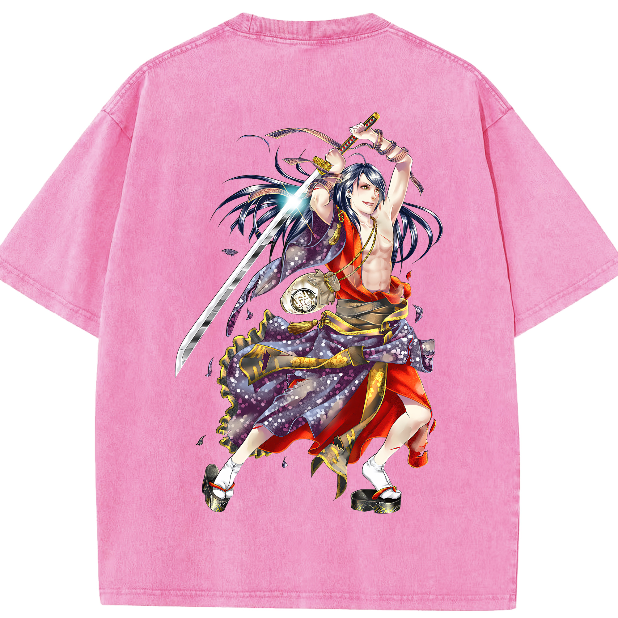 （画像用） 刀剣乱舞 Touken Ranbu 綿100% ヴィンテージ風 半袖Tシャツ（背面プリント）